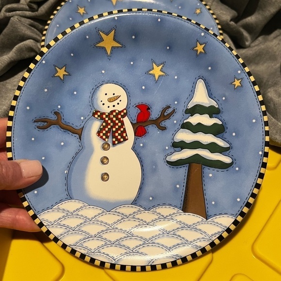 ⛄️⛄️- Vintage 6 Ceramic Snowman Dessert Plates - Picture 1 of 2